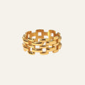 Gold Plated Chain Design Ring - Modern Statement Luxury.