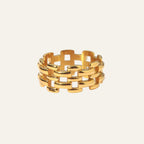 Gold Plated Chain Design Ring - Modern Statement Luxury.