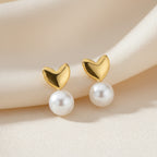 Heart Pearl Stud Earrings
