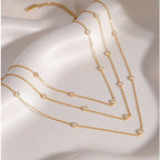 18k Gold Plated Layered Necklace with Zirconia