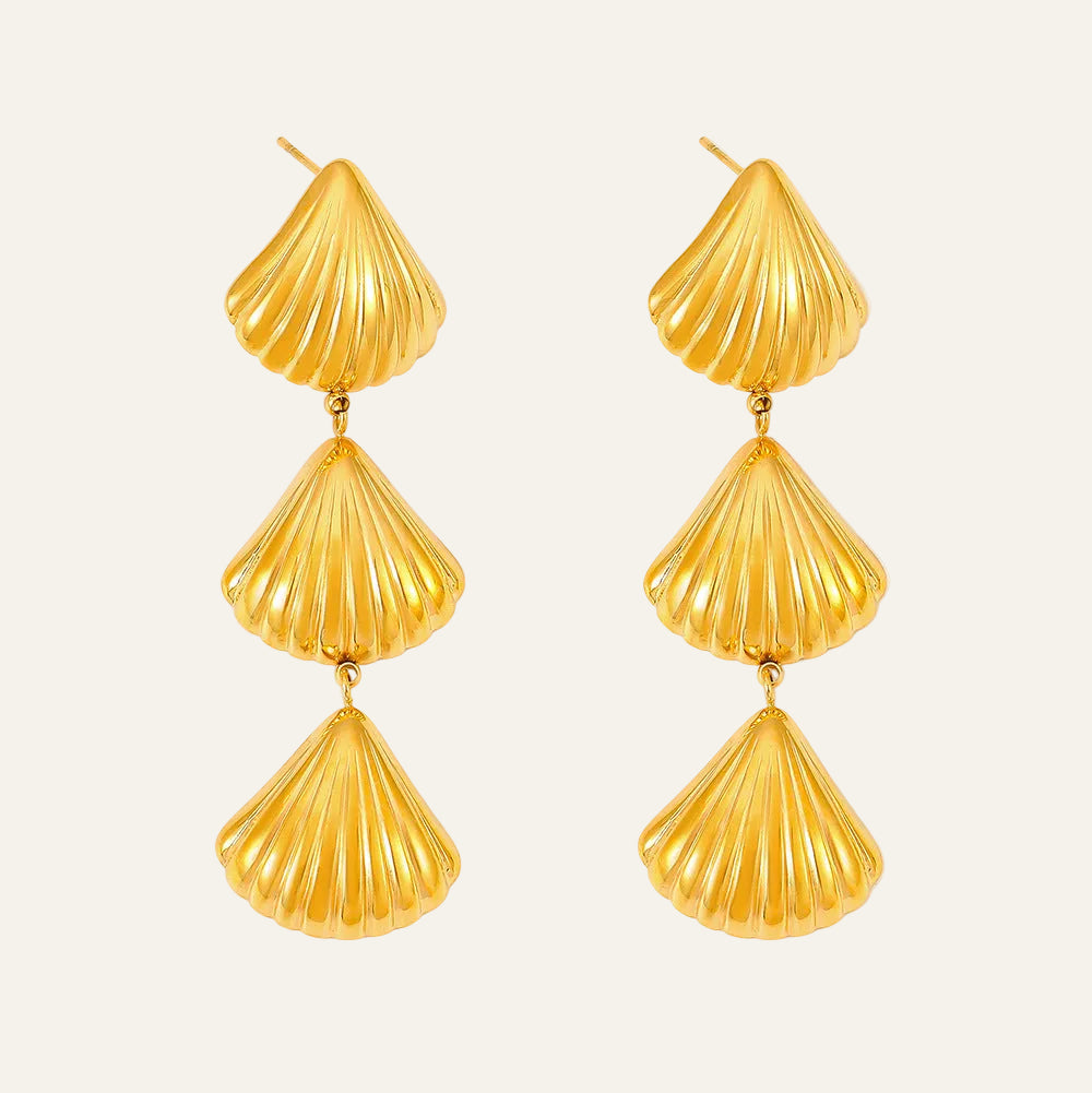 Golden Shell Drop Earrings – Premium Waterproof 18k Gold Plated