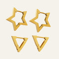 Lutche Star & Triangle Hoop Earrings Gold Plated