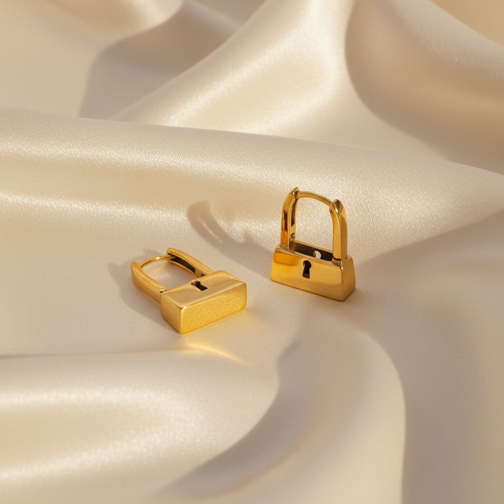 Modern Lock Hoop Earrings