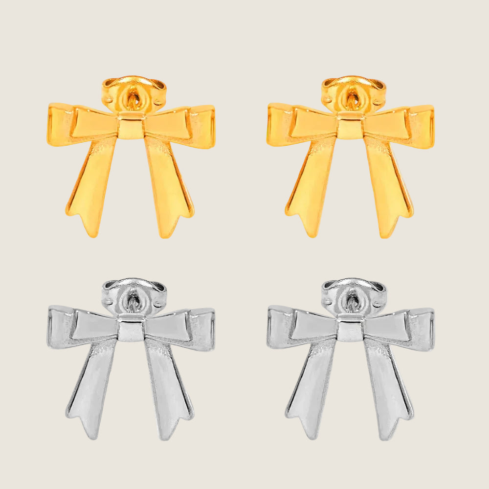 Golden Bow Stud Earrings