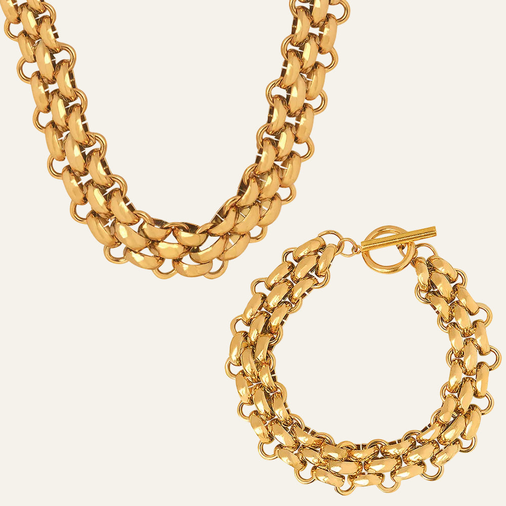 Bold Link Necklace & Bracelet Set