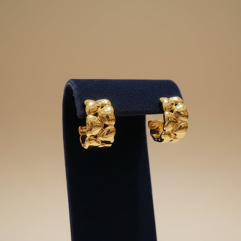 Gold Plated Ring Heart Hoop Earrings - Modern Romance Elegance.