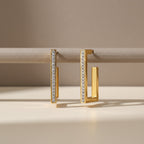 Geometric Bar Earrings with Zirconia