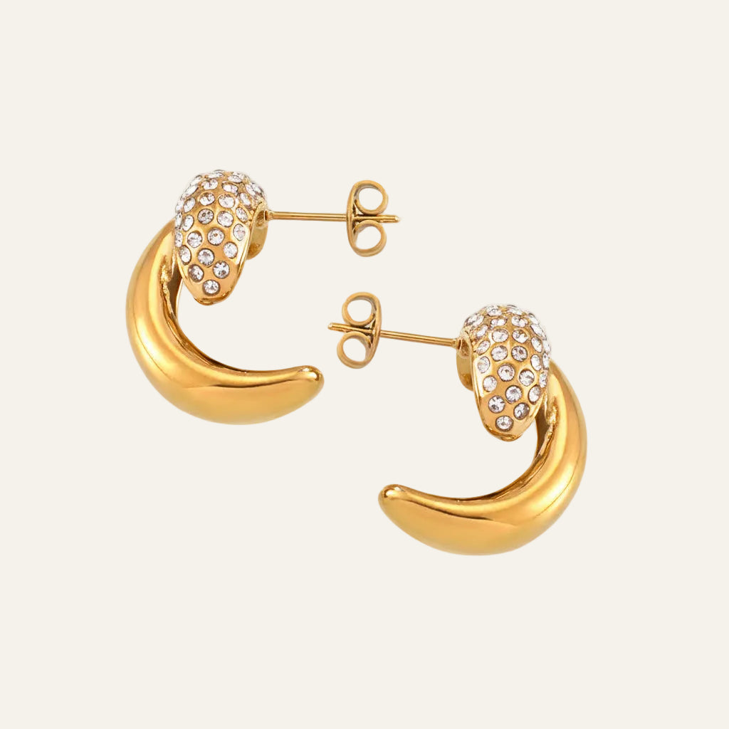Curve Earrings with Crystal Pave Detail