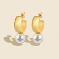 Pearl Drop Hoop Earrings