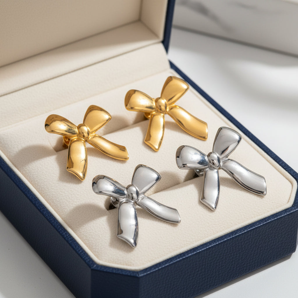 18K Gold Plated Bow Earrings