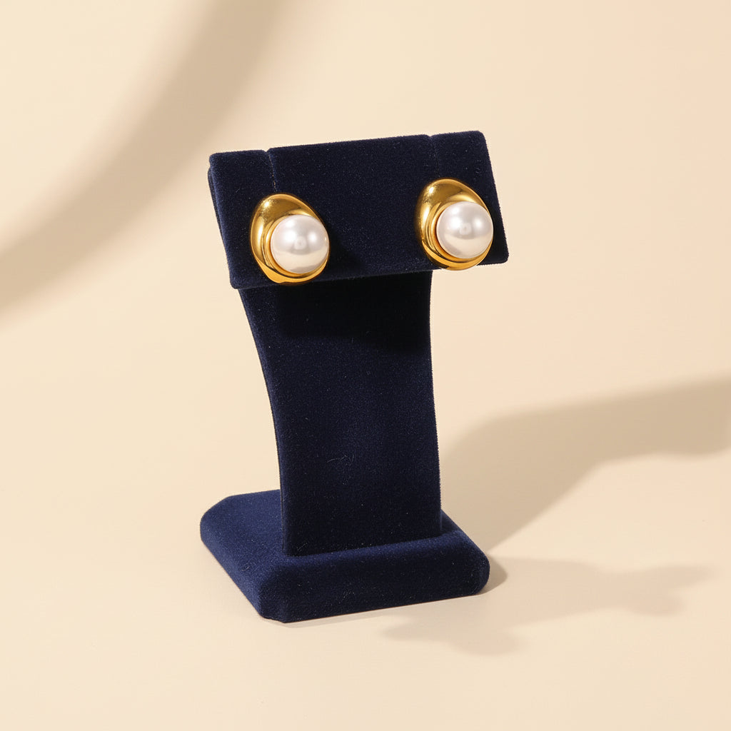 Pearl Dome Stud Earrings