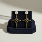 Star Drop Earrings with Crystal