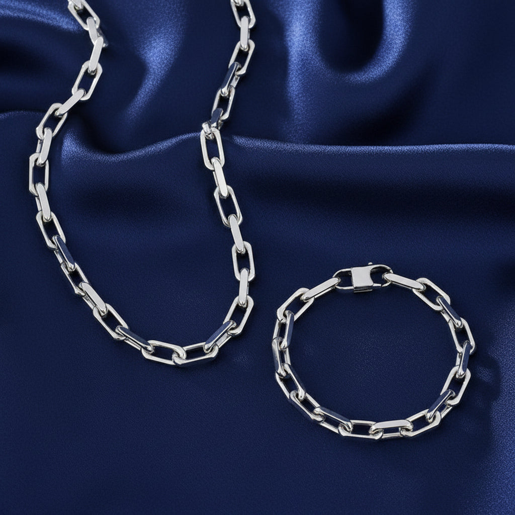 Gold Link Necklace & Bracelet Set