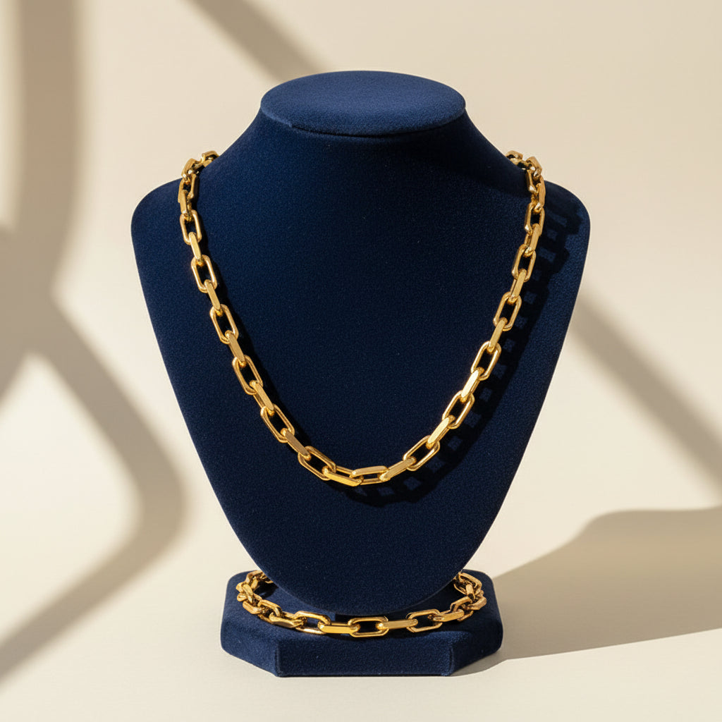 Gold Link Necklace & Bracelet Set