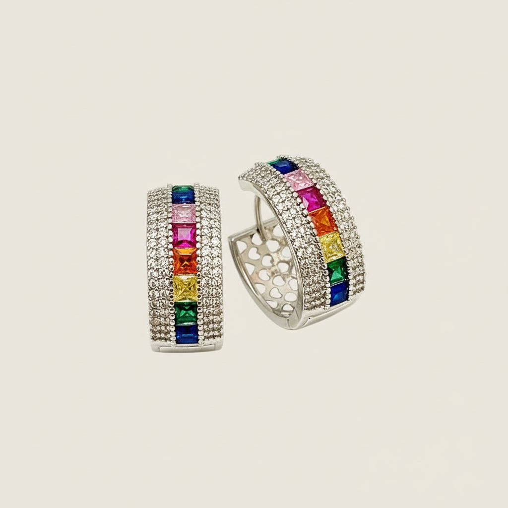 Gold Plated Stainless Steel Earrings with Zirconia Gemstones