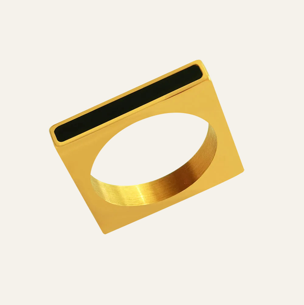 Modern Acrylic & Gold Tone Stainless Steel Ring