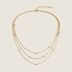 18k Gold Plated Layered Necklace with Zirconia