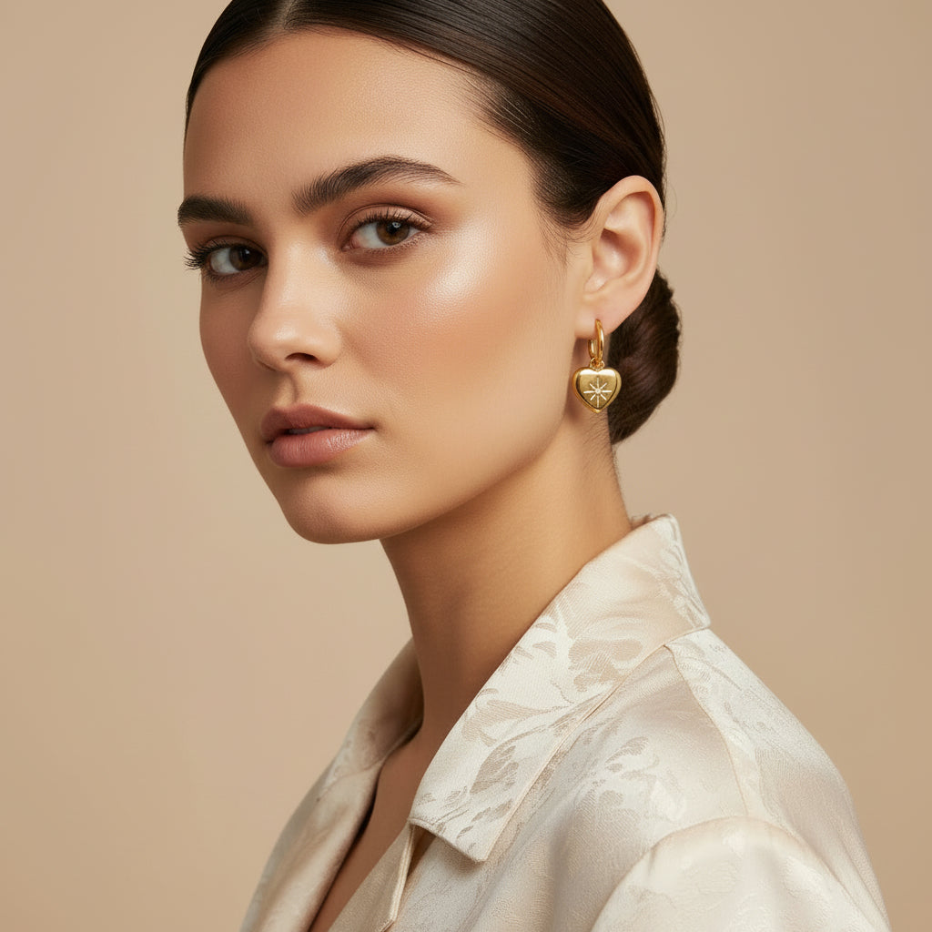 Heart Star Charm Hoop Earrings