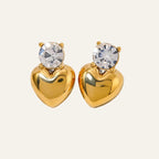 18K Gold Plated Heart Earrings with Zirconia Stones