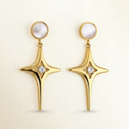 Star Drop Earrings with Crystal