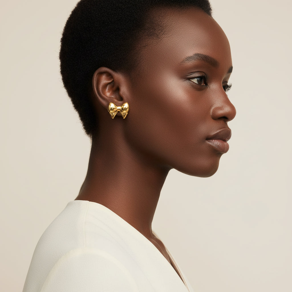 18K Gold Plated Bow Stud Earrings