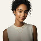 Gold Plated Delicate Y - Necklace with Beaded Accents