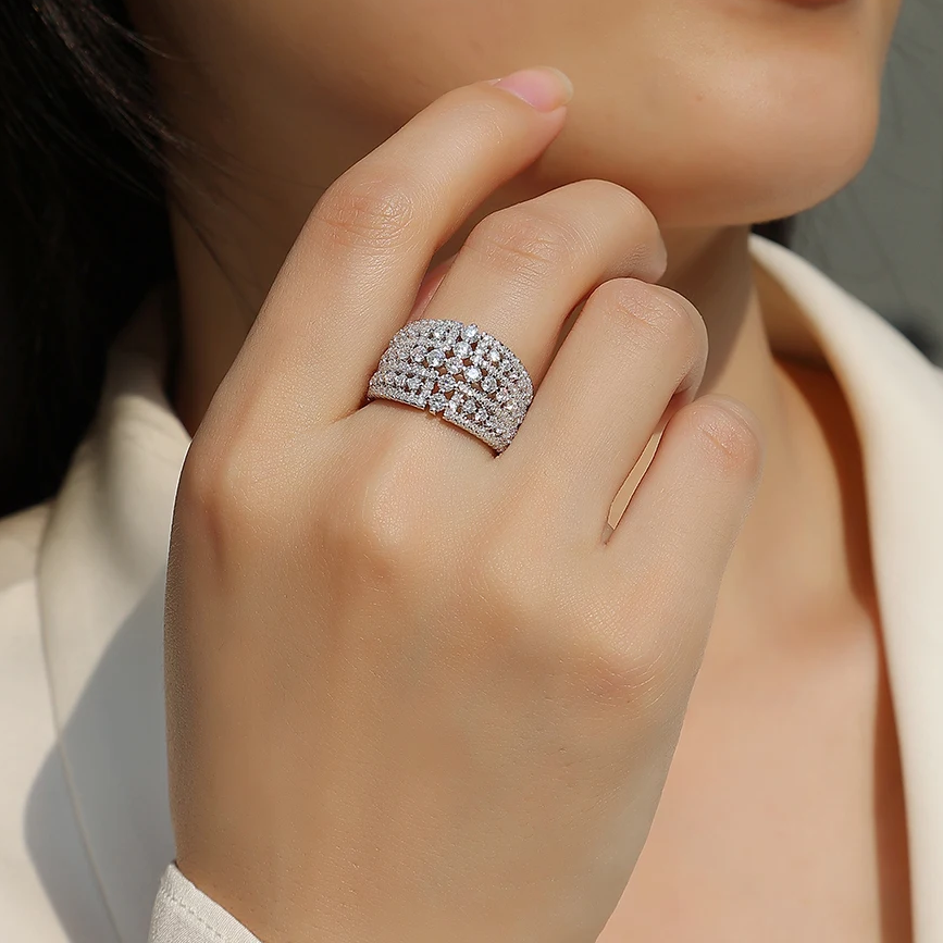 925 Sterling Silver Moissanite Eternity Ring