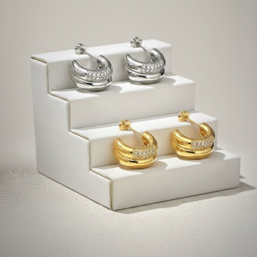 18K White Gold Plated Crystal Hoop earrings