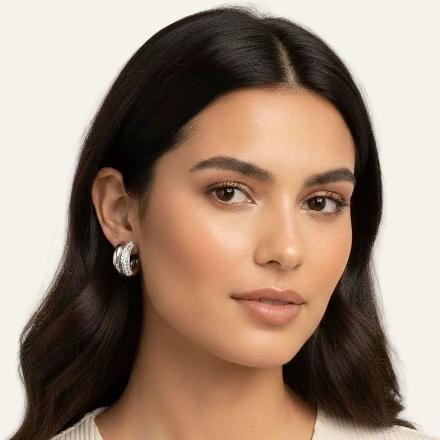 18K White Gold Plated Crystal Hoop earrings