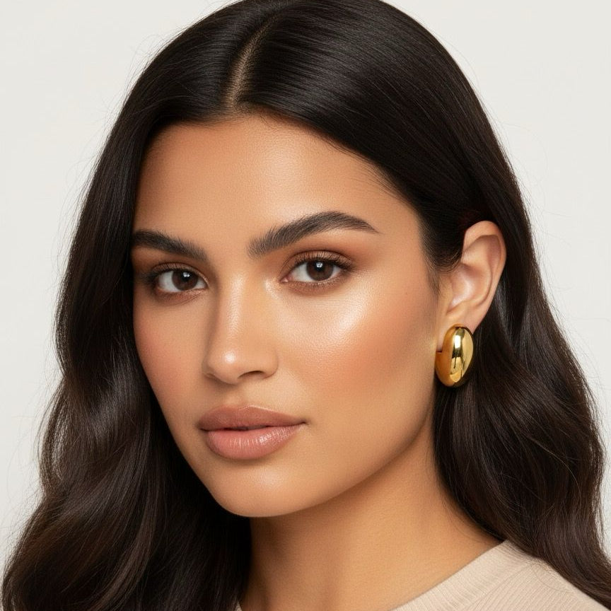 18K Gold Plated Bold Oval Hoop Earrings