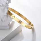 Gold Bangle with Crystal Details