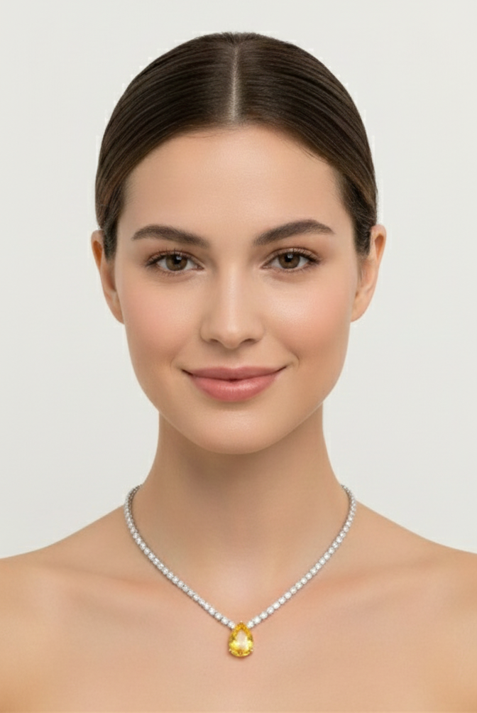 Colorful Heart Zircon Tennis Necklace