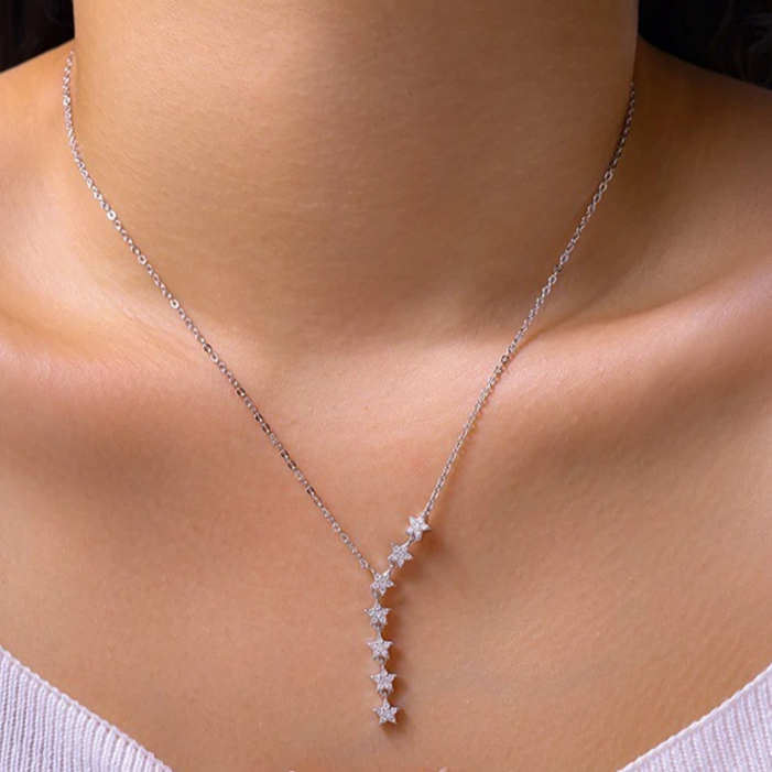 925 Sterling Silver Moissanite Star Pendant Necklace