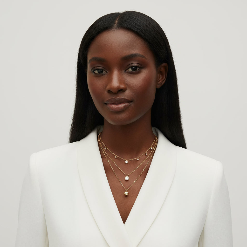 Gold Plated Layered Moissanite Necklace.