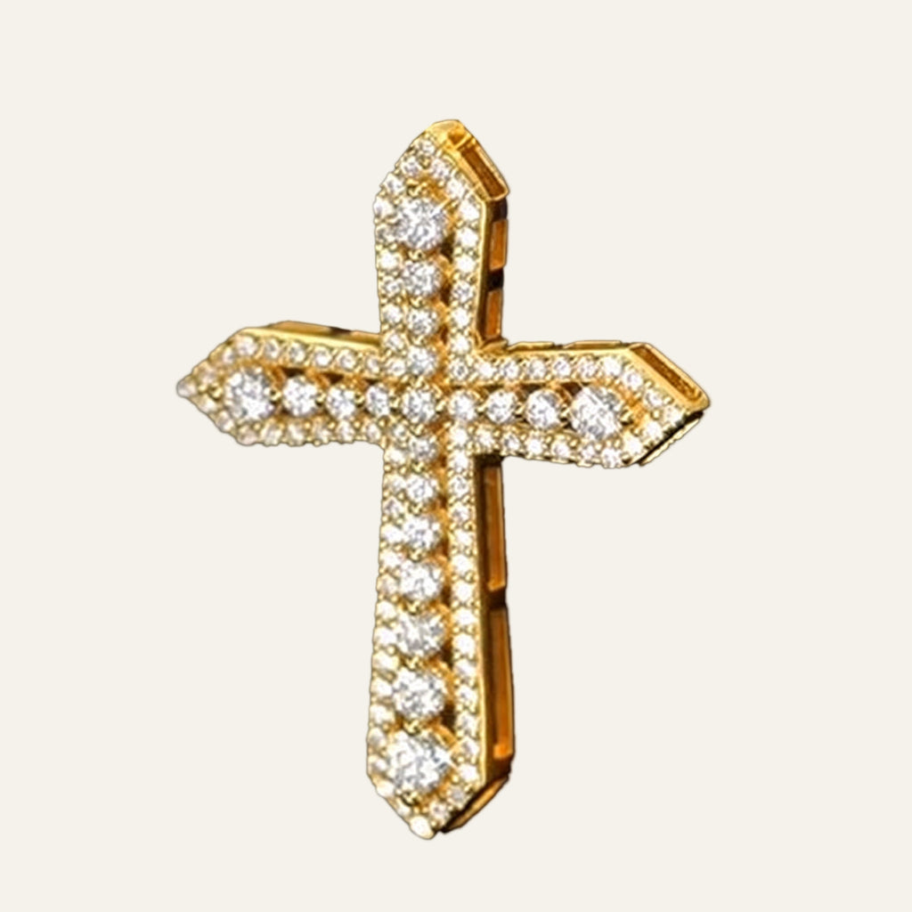 925 Sterling Silver Moissanite Cross Pendent Necklace