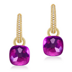 925 Sterling Silver Amethyst Drop Dangle Earrings 9MM