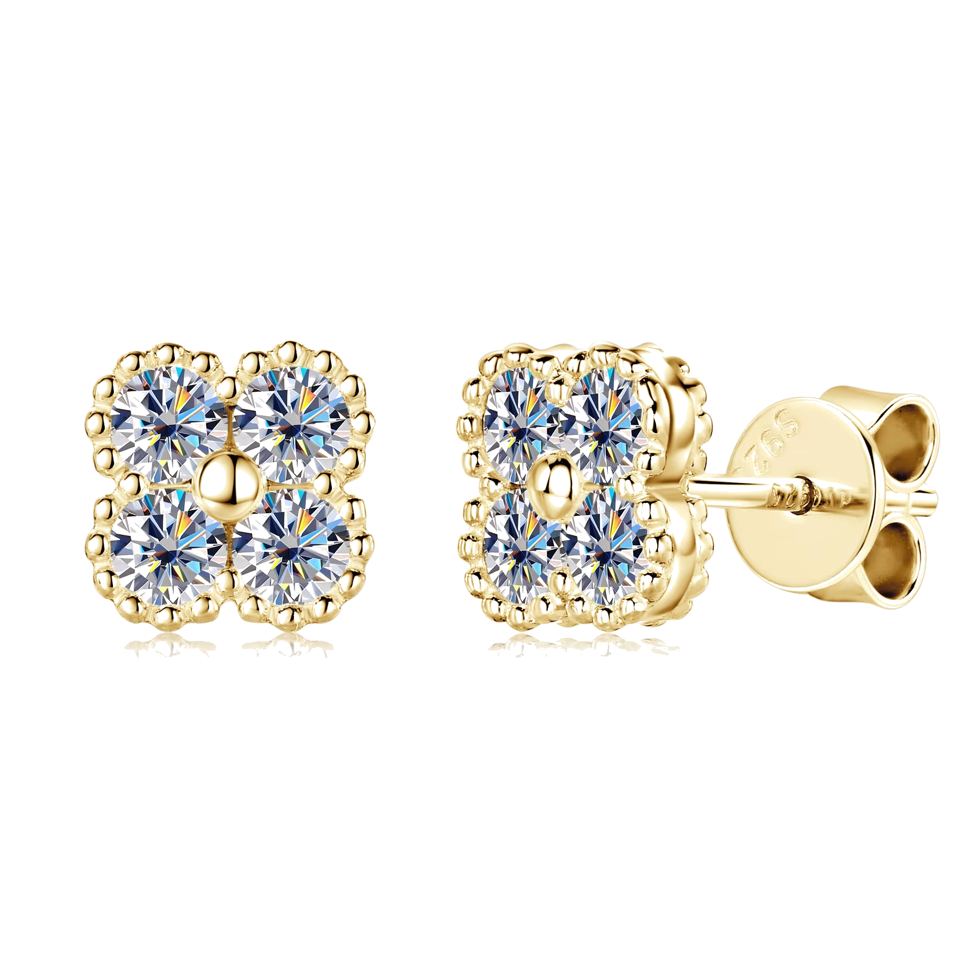 925 Sterling Silver Moissanite Flower Earrings 18k plated