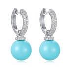 925 Sterling Silver Turquoise Zircon Earrings