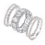 925 Sterling Silver Sapphire Geometric 5PCS Ring