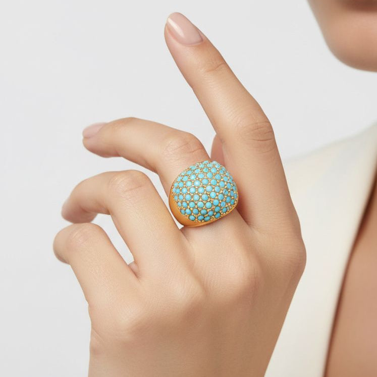 18K Gold Plated Ring  stainless steel zirconia gemstone