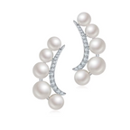 Natural Pearl Clear Cubic Zirconium Stud Earrings