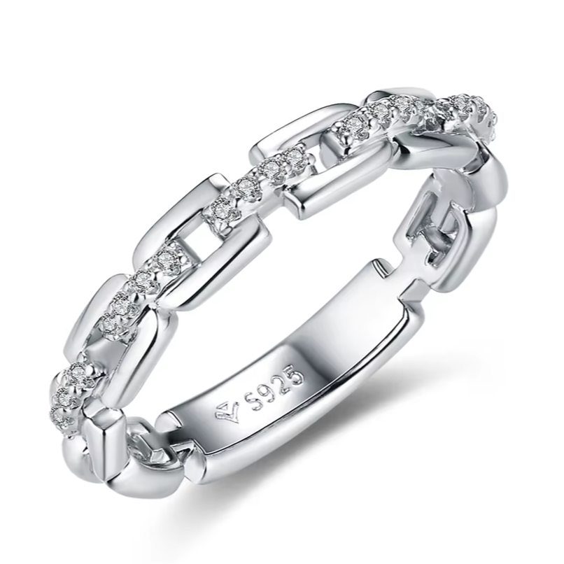 925 Sterling Silver Moissanite Wedding Ring