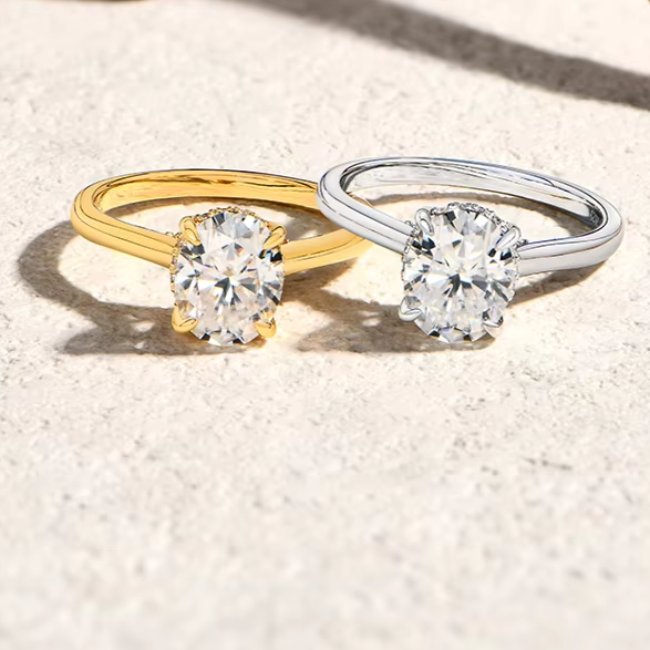 Rhodium Over 925 Sterling Silver Moissanite Ring