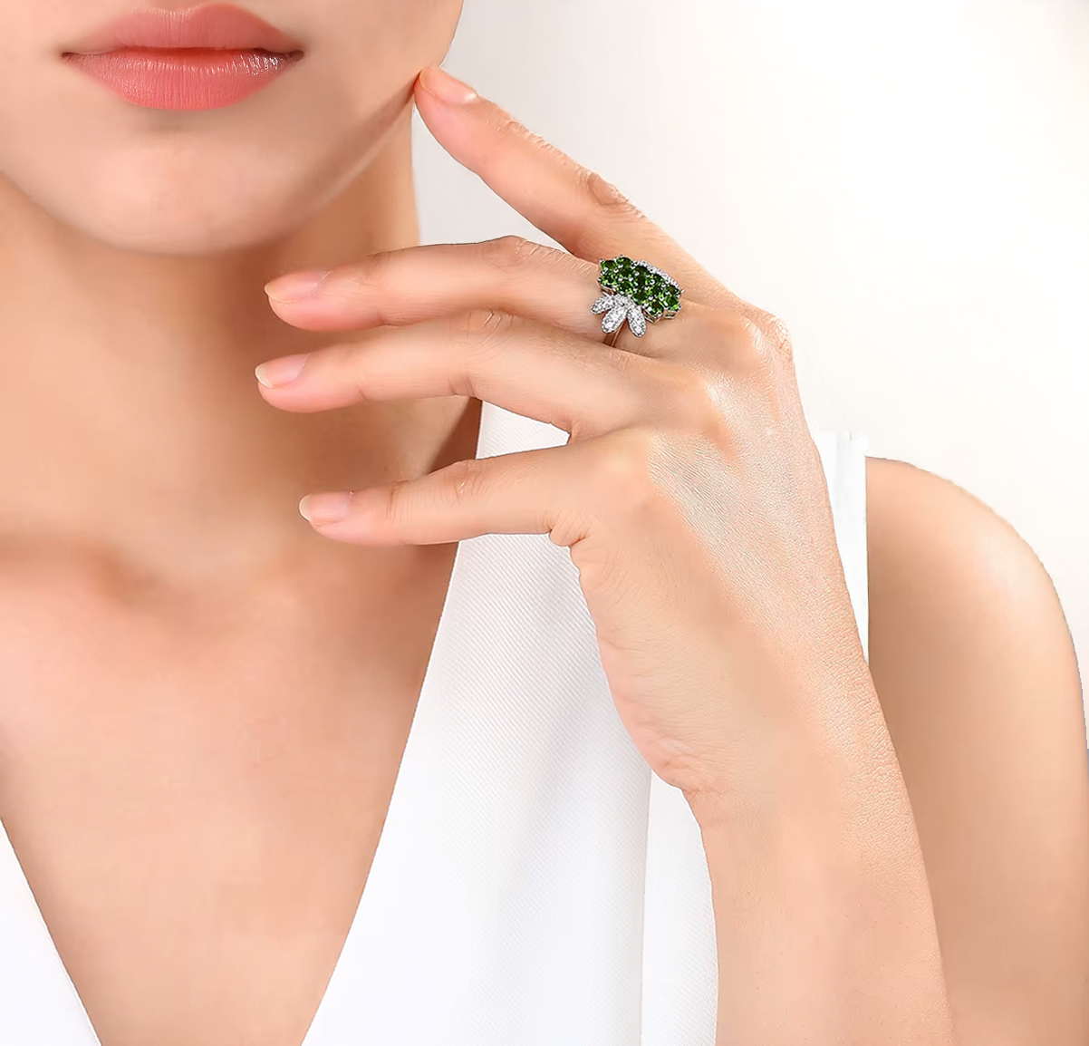 Rhodium Over 925 Sterling Silver White Topaz Ring