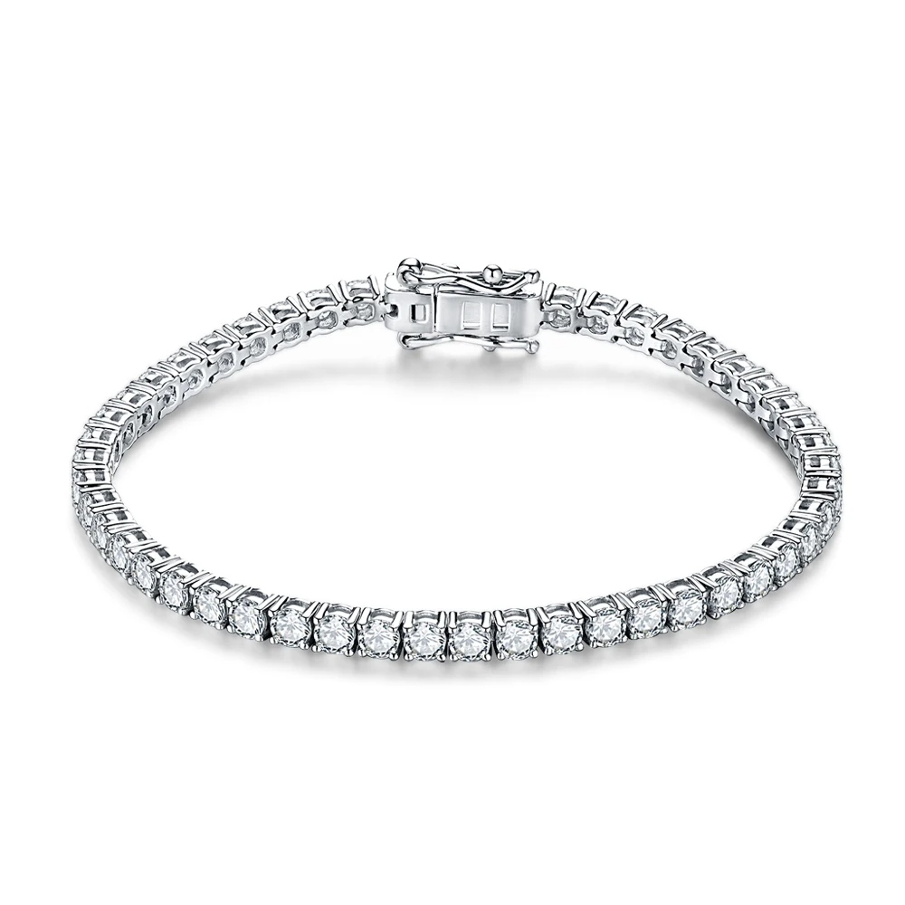 925 Sterling Silver Round Cut Moissanite Tennis Bracelet
