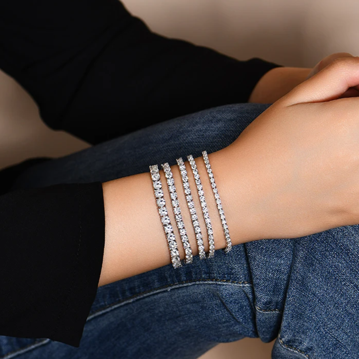 925 Sterling Silver Round Cut Moissanite Tennis Bracelet