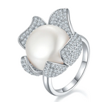 925 Sterling Silver Pearl Zircon Ring