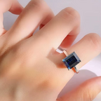 925 Sterling Silver Emerald Cut Moissanite Ring