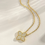 925 Sterling Silver 18k Gold Plated Moissanite Clover Pendant Necklace