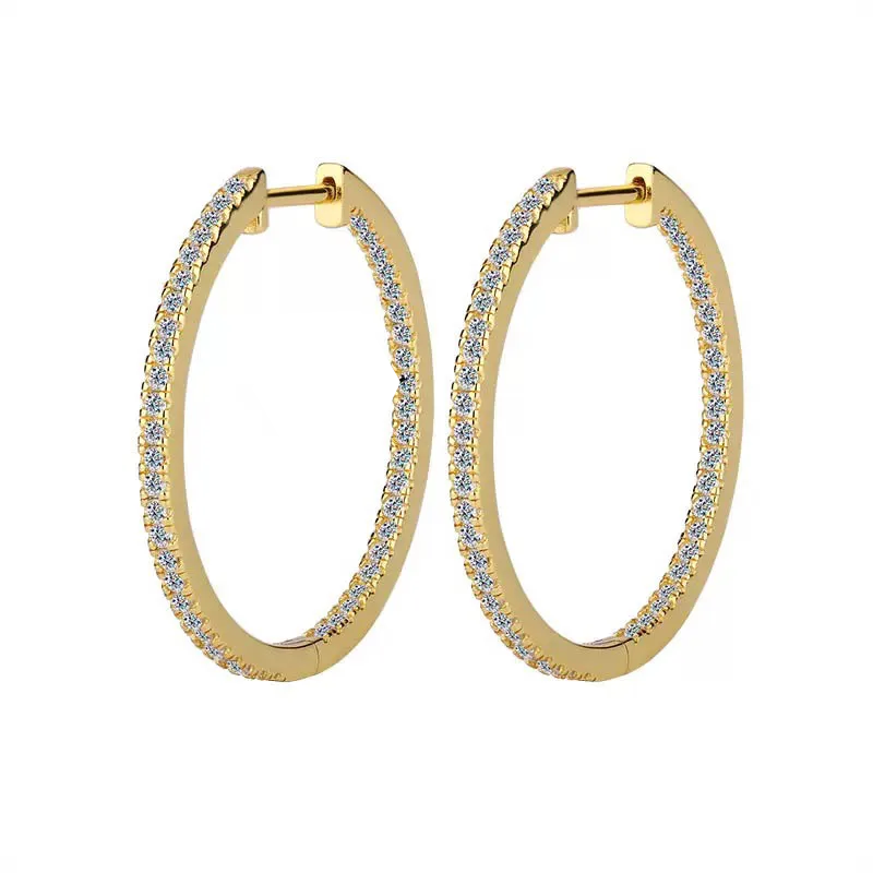 925 Sterling Silver Moissanite Hoop Earrings